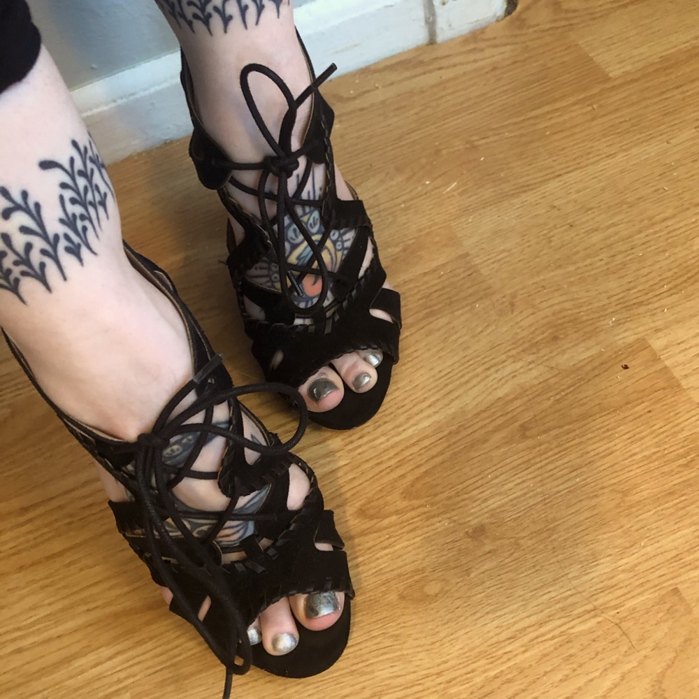 Express Lace Up Suede Heel
